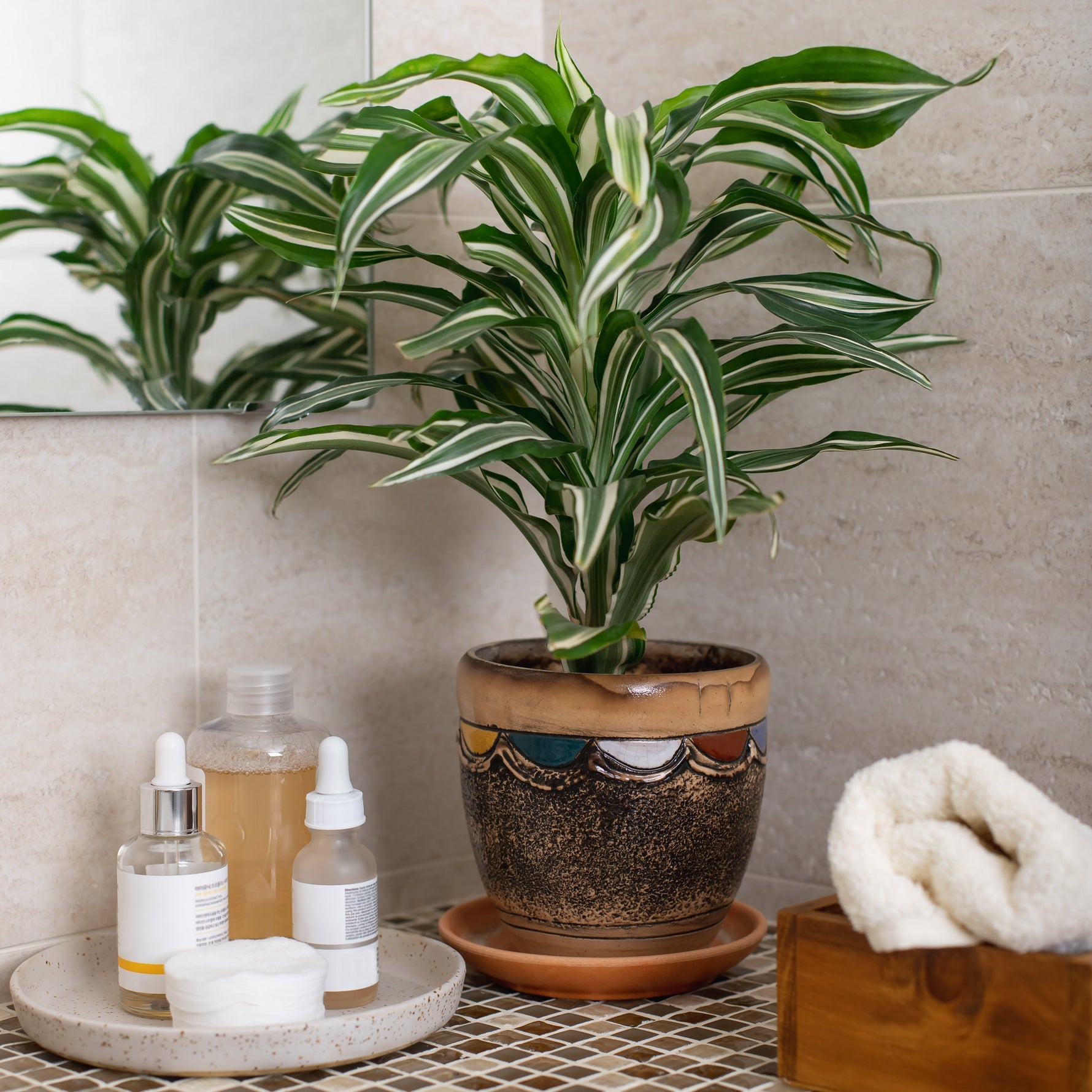 Kunstpflanzen im Badezimmer